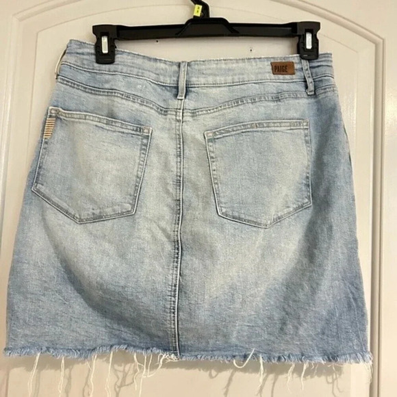 PAIGE High Rise Distressed Denim Mini Skirt Y2K Western Coastal Cowgirl size 30 - Picture 2 of 9